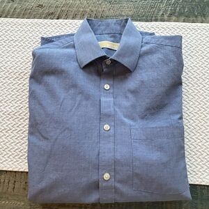 Michael Kors Mens Dress Shirt 15 32/33 blue long sleeve button down